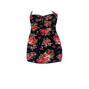 Forever 21 strapless floral dress with bustier zip detail